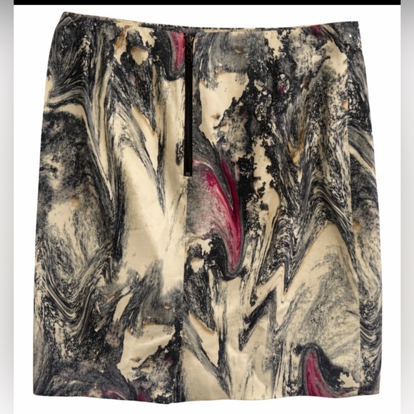 Rachel Roy Sz 6 Women’s Pencil Skirt Back Zip Career Officewear Black Cream Red - Picture 3 of 6